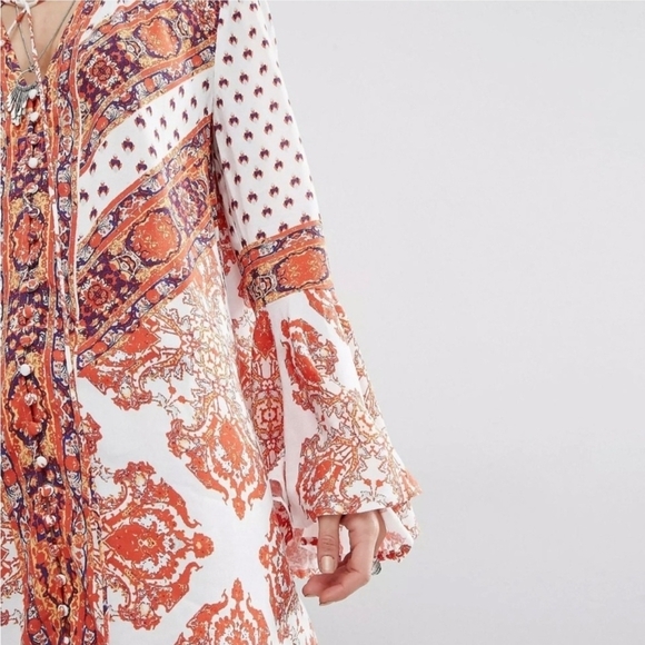 Free People Dresses & Skirts - ✨️FREE PEOPLE✨️Flowy Magic Mystery Tunic Mini Dress Size Medium in Orange